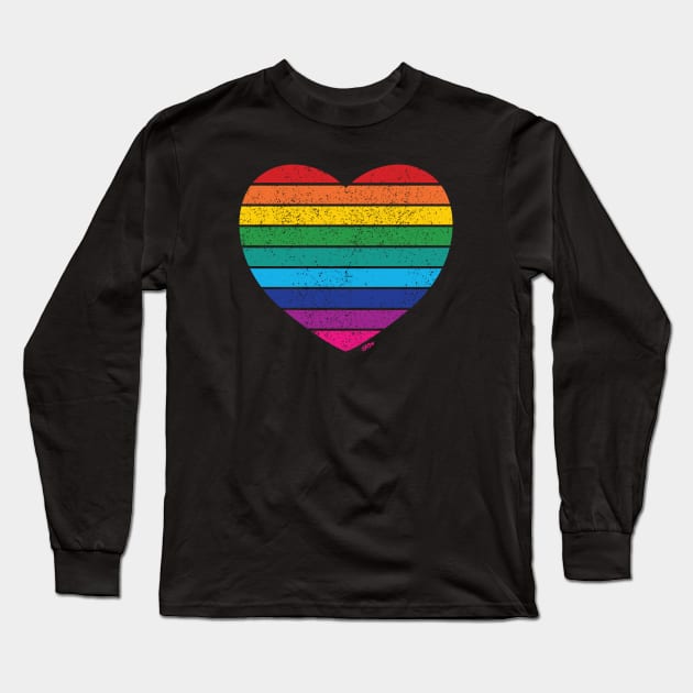 Retro Rainbow Heart Long Sleeve T-Shirt by meownarchy